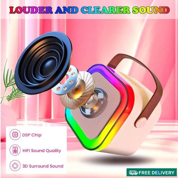 k12 bluetooth speaker (13) Karaoke Microphone Wireless Bluetooth Speaker with RGB LED - Image 5